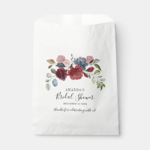 Bridal Shower Burgundy Rustic Floral Custom Favour Bags