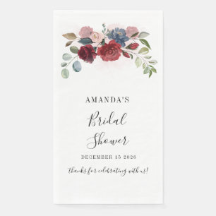 Bridal Shower Burgundy Rustic Floral Custom Napkin