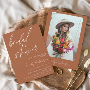 Bridal Shower Burnt Orange Terracotta Coriander  Invitation