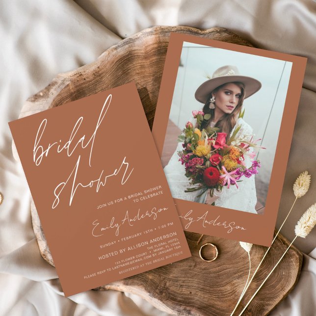 Bridal Shower Burnt Orange Terracotta Coriander  Invitation (Creator Uploaded)
