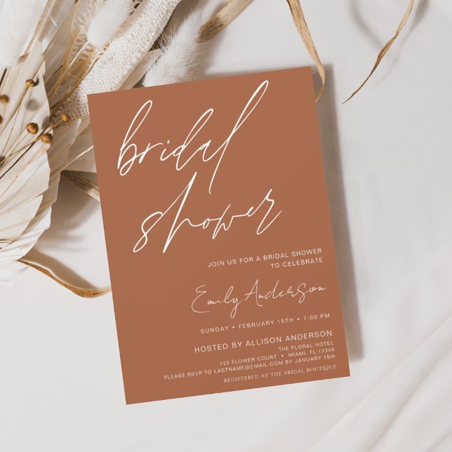 Bridal Shower Burnt Orange Terracotta Coriander Invitation (Creator Uploaded)