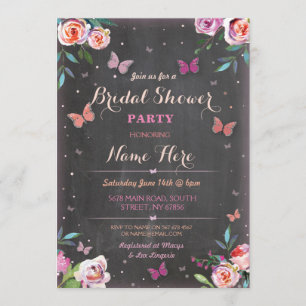 Bridal Shower Butterfly Chalk Bachelorette Invite