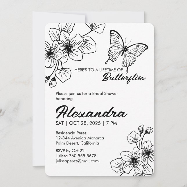 Bridal Shower Butterfly Garden Invitation (Front)