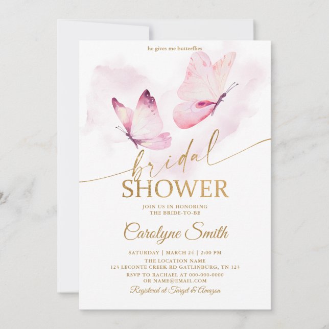 Bridal Shower Butterfly Invitation (Front)