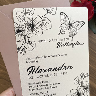Bridal Shower Butterfly Invitation, Pearl Shimmer Invitation