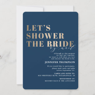 Bridal Shower By Mail Charcoal Navy & Gold Invitation