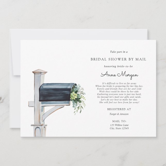 Bridal Shower by Mail Eucalyptus in Mailbox Invitation (Front)