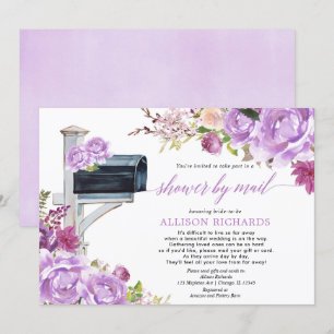 Bridal shower by mail purple lilac floral elegant invitation