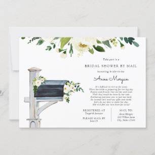 Bridal Shower by Mail White Flowers in Mailbox Invitation