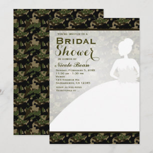 Bridal Shower Camoflague Bride Modern Invitations