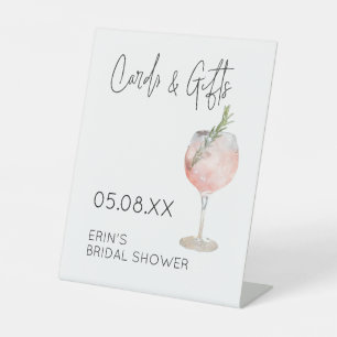 Bridal Shower Cards & Gifts Poster Wine Theme Pedestal Sign
