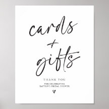 Bridal Shower Cards Gifts Sign Modern Handwriting