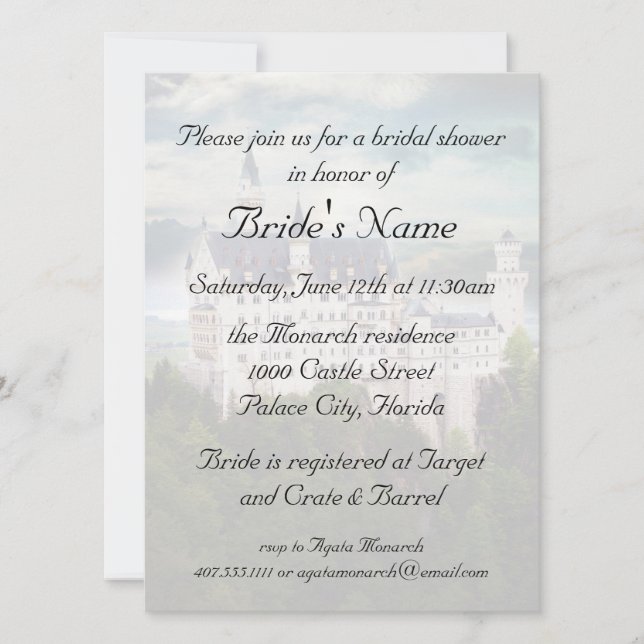 Bridal Shower, Castle Themed Wedding Invitation (Front)