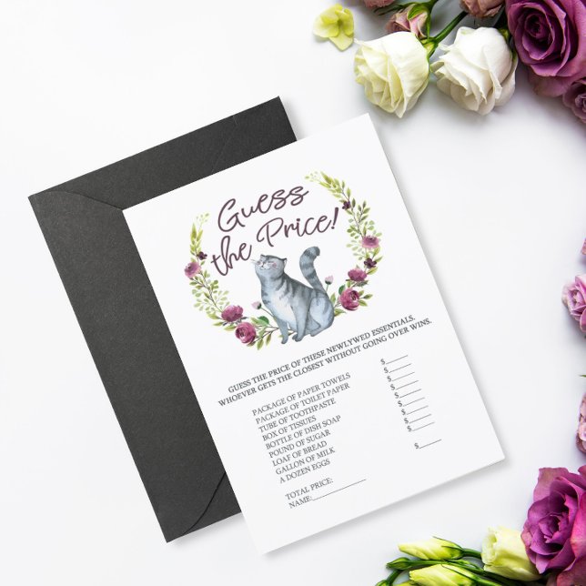 Bridal Shower Cat Theme Guess the Price Game Card (Creator Uploaded)