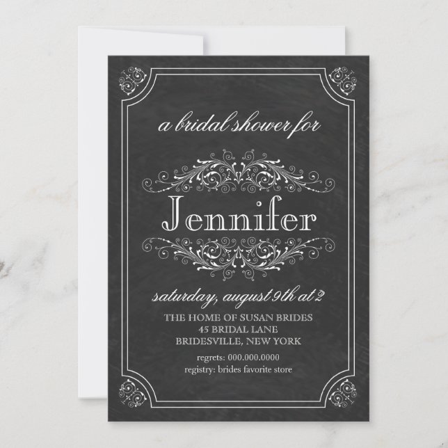 Bridal Shower | Chalk Board Theme Bridal Shower In Invitation (Front)