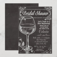Bridal Shower Chalk Chalkboard Wine Invitation