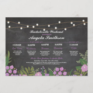 Bridal Shower Chalk Purple Itinerary Bachelorette Programme