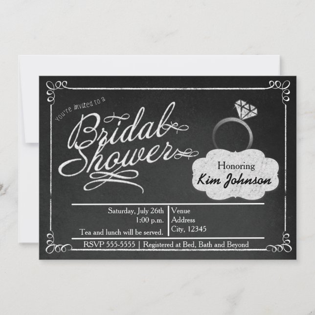 Bridal Shower Chalk Vintage Chalkboard Invitation (Front)
