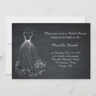 Bridal Shower, chalkboard, dreams dress stylized Invitation
