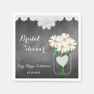 Bridal Shower Chalkboard Mason Jar - White Daisies Napkin