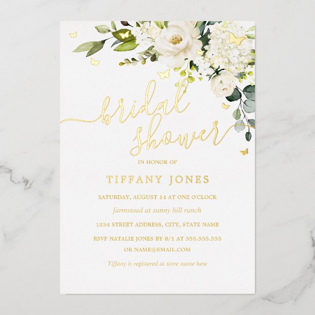 Bridal Shower Champagne Floral Gold  (Front)