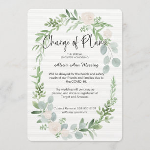 Bridal Shower Change of Plans Delay Card