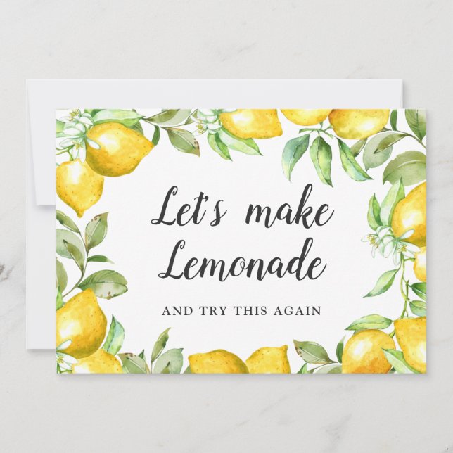 Bridal Shower Change of Plans Lemons Greenery Invitation (Front)