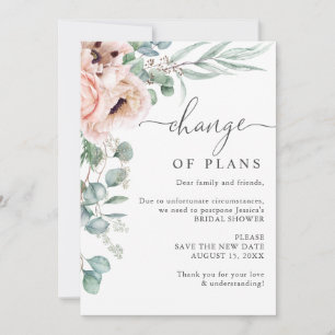 Bridal Shower Change of Plans Poppy Eucalyptus Invitation
