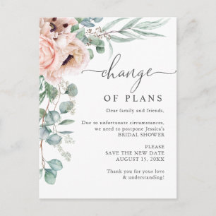 Bridal Shower Change of Plans Poppy Eucalyptus Postcard