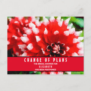 Bridal Shower Change of Plans Red Dahlia Postcard