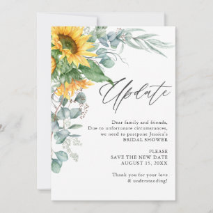 Bridal Shower Change of Plans Sunflower Eucalyptus Invitation