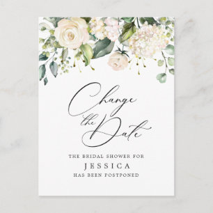 Bridal Shower Change the Date Blush Pink Flowers Postcard