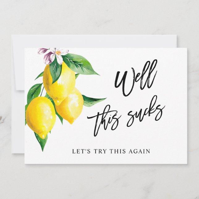 Bridal Shower Change the Date Lemons Greenery Invitation (Front)