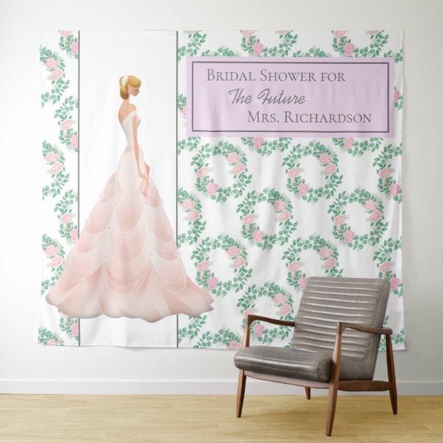 Bridal Shower Chic Photo Backdrop - Pink Tapestry (In Situ (Horizontal))
