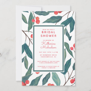 BRIDAL SHOWER   Christmas Holiday Floral Invitatio Invitation