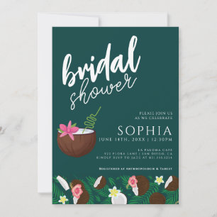 Bridal Shower Coconut Emerald Green Wedding Modern Invitation