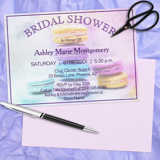 Bridal Shower Colorful Baked Macaron Treats Invitation (Creator Uploaded)
