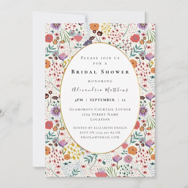 Bridal shower colourful flowers Spring floral Invitation (Front)