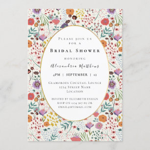 Bridal shower colourful flowers Spring floral Invitation