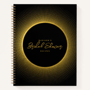 Bridal Shower Cooking Kitchen Recipe Black Gold Notebook