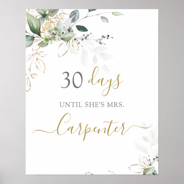 Bridal Shower Countdown sign (Front)