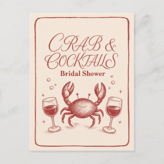 Bridal Shower Crab Cocktails Coastal Party Cute  Postcard