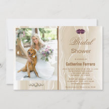 Bridal Shower & Cream Silk & Hearts & Photo