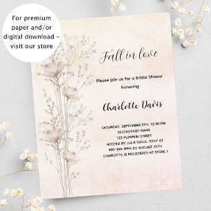 Bridal Shower cream wildflowers budget invitation