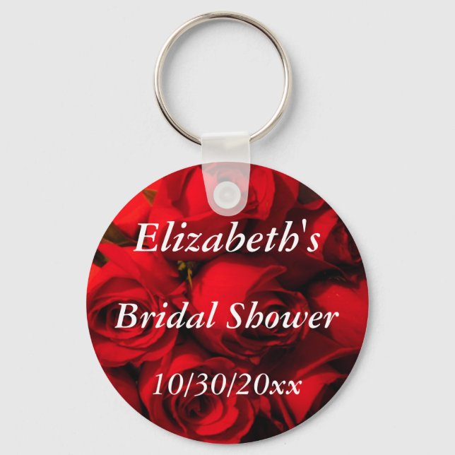 "Bridal Shower" - Crimson Rose Bouquet Key Ring (Front)