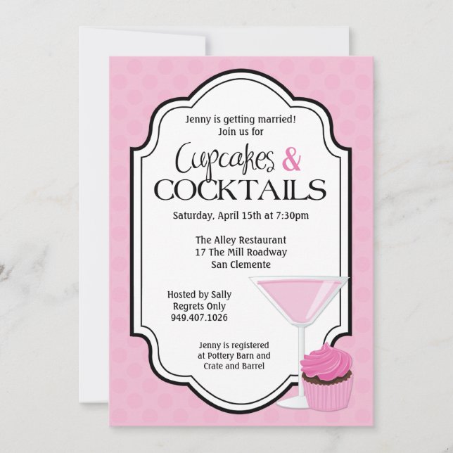 Bridal Shower Cupcakes and Cocktails Invitation (Front)