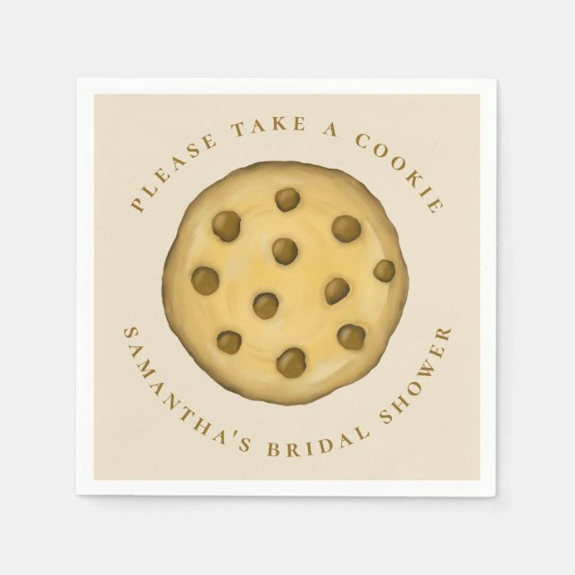 Bridal Shower Cute Whimsical Chocolate Chip Cookie Napkin (Front)