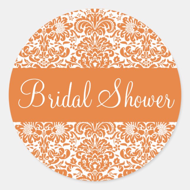 Bridal Shower Damask Envelope Sticker Seal (Front)