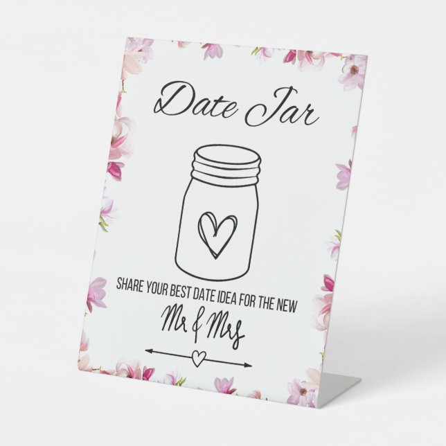 Bridal Shower Date Jar Ideas Pedestal Sign (Front)