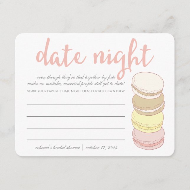 Bridal Shower Date Night Cards | French Macarons (Front)